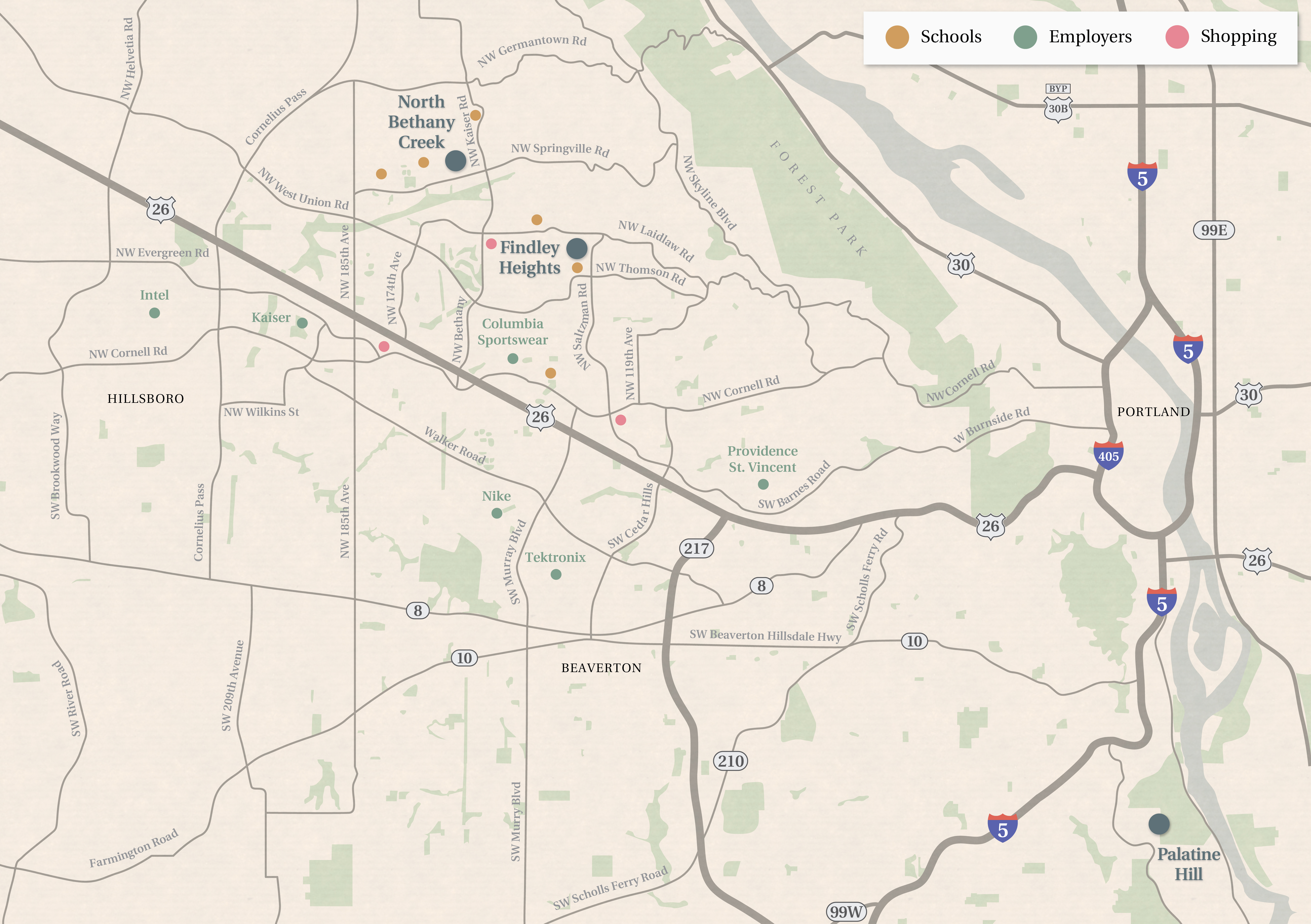 North Bethany area amenities map